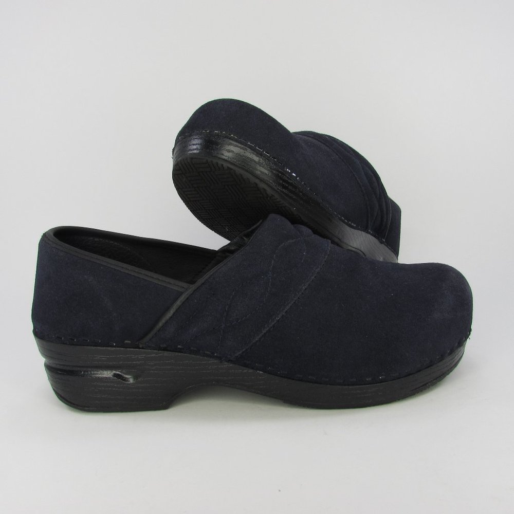 Land's End Blue Suede Clogs Womens Sz10D